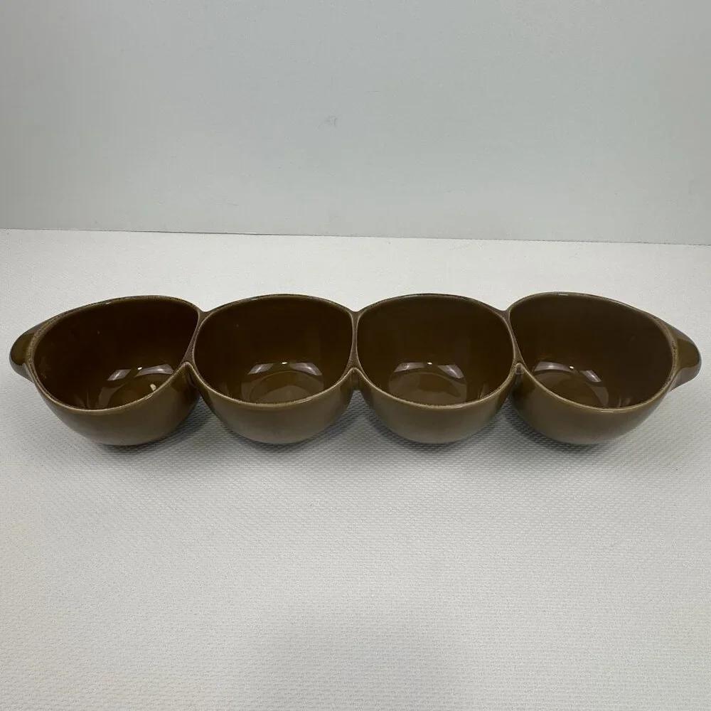 Taste Of Home Entertaining Brown Ceramic 4 Section Serving Dish Condiment Bowl - Picture 8 of 13